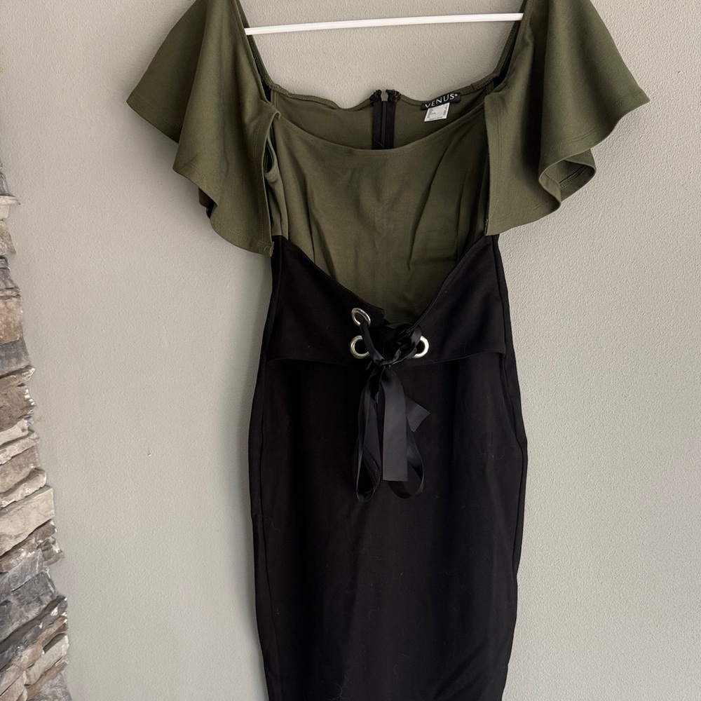 VENUS Olive and Black Mini Dress